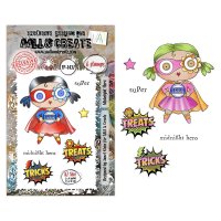 MIDNIGHT HERO girl clear stamp set - Stämpelset med flickhjälte från AALL & Create A7