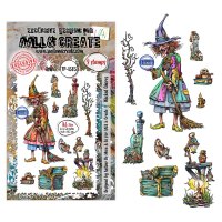 WICKED CHORES HALLOWEEN WITCH clear stamp set - Stämpelset med häxa från AALL & Create A6