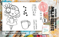 #417 Coffee time girl clear stamp set - Stämpelset med en flicka och kaffe-tema från AALL & Create A7