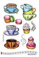 Tea time rubber stamps - Te-tema-stämplar från KatzelKraft