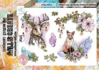 #864 CRYSTAL WOOD fox deer clear stamp set - Stämpelset från AALL & Create A4