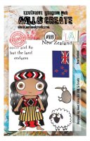 #889 NEW ZEELAND girl clear stamp set - Stämelset med flicka, får, fågel från Janet Klein AALL & Create A7