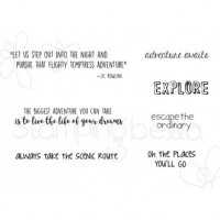 Adventure text stamp set - Engelska textstämplar med resetema från Stamping Bella