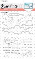 Air messages air plane stamp and die set - Stämpelset med flygplan och himmel från Studio Light A5