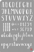 Alphabet numbers bullet journal stencil - Schablon med bokstäver och siffror från Pronty 12*18 cm