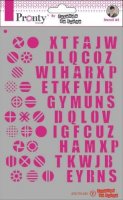 Alphabet letters stencil - Schablon med bokstäver och diverse mönster från Pronty A5