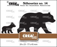 Bear with cub die set Silhouetzz no. 14 - Björnstansmallar från CreaLies 7,7x4,5 cm