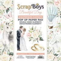 Beautiful Day 6x6 Inch Pop Up Paper Pad - Pappersdekorationer med romantiskt bröllopstema från ScrapBoys 15x15 cm