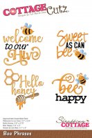 Bee Phrases die set - Engelska ordstansmallar med bi-tema från Cottage Cutz