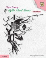 BIRDHOUSE in a tree clear stamp from Nellie Snellen 10x11 cm
