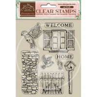 BIRDS clear stamp set Stamperia Create Happiness Welcome Home - Stämpelset med fågel- och hustema från Vicky Papaioannou Stamper