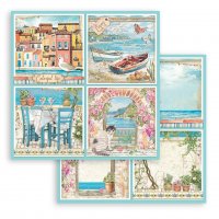 Blue Dream 12x12 Inch Paper Sheets 4 Cards - Mönsterpapper med sommar- och havstema från Stamperia