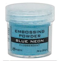 Blue neon fluorescent embossing powder - Blått självlysande embossingpulver från Ranger 20 g