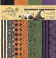 BOOTIFUL GREETINGS Halloween patterns and solids paper pack - Mönsterpapper från Graphic45 30x30 cm