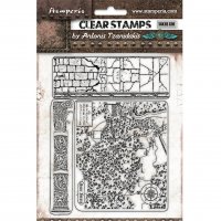 BRICKS Magic Forest Clear Stamp set - Stämpelset med tegelvägg och annan textur från Stamperia 14x18 cm