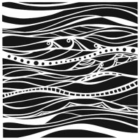Calm Waves 6x6 Inch Stencil - Schablon med vågor havstema från The Crafter's Workshop 15x15 cm