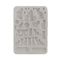 CATS Orchids and Cats Silicon Mould from Stamperia A5
