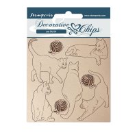 Provence Cats with Wool Balls decorative chips from Stamperia