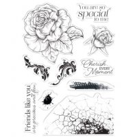 Cherish every moment (flower) clear stamp set - Stämpelset med blomma och texter från Crafter's Companion A5