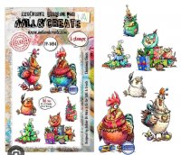 CHICKMAS CHAOS Christmas hen & rooster clear stamp set - Stämpelset med juliga hönsfåglar från AALL & Create A6
