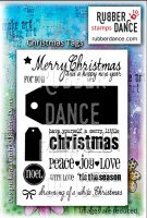 Christmas tags stamp set - Stämpelset med etiketter och engelska jultexter från Rubber Dance Stamps 8*3 cm