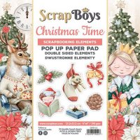 CHRISTMAS TIME POP UP Paper Pad double sided elements - Pappersdekorationer med jultema från ScrapBoys 15x15 cm