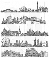CITYSCAPES cling mount stamp set - Stämpelset med stadsvyer från Tim Holtz Stamper's Anonymous