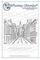 CITY STREET Background Rubber Cling Stamp - Stämpel med stadsvy från Whimsy Stamps