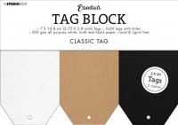 Tag Block Essentials Classic top black kraft white 3x20 from Studio Light 7x14,8 cm