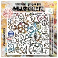 CLOCKSPIRE cog wheel steampunk stencil - Schablon med kugghjul från AALL & Create 15x15 cm
