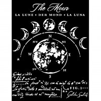 Cosmos Infinity The Moon stencil - Schablon med astrologitema från Stamperia 20x25 cm