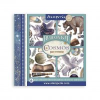 COSMOS RUB ON KIT - Gnuggisar med rymden- och djurtema från Stamperia ca 15x15 cm