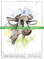 FÖRBESTÄLLNING Cow selfie rubber stamp - Stämpel med ko från KatzelKraft A6
