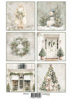COZY CHRISTMAS tags die cut sheet - Klippark med jultema från Reprint A4