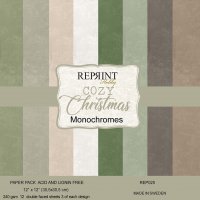 COZY CHRISTMAS MONOCHROMES papers 12x12 - Enfärgade papper från Reprint 30x30 cm
