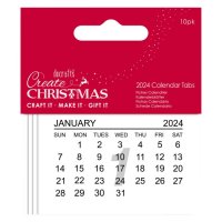 Create Christmas 2024 Calendar Tabs (10pcs) - Kalenderblad från Papermania