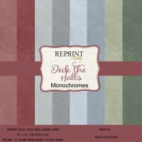 DECK THE HALLS monochromes paper pack 12x12 - Enfärgade papper från Reprint 30x30 cm