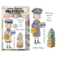 DEE DELIVERS post carrier clear stamp set - Stämpelset med brevbärartema från AALL & Create A7