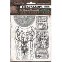 DEER Magic Forest Clear Stamp set - Stämpelset med kronhjort och annan textur från Stamperia 14x18 cm