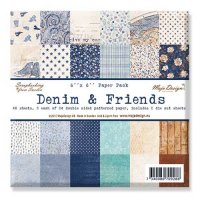 DENIM & FRIENDS paper pack 6X6 - Mönsterpappe rmed jeansblå nyanser från Maja Design 15x15 cm