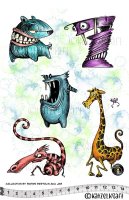 Toothed animals stamp set by JAB - Stämpelset med knasroliga djur med tänder från KatzelKraft A5