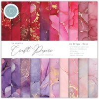 ROSE Essential Craft Papers 6x6 Inch Paper Pad Ink Drops - Mönsterpapper från Craft Consortium 15x15 cm