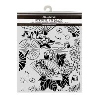 FANS STENCIL ORIENTAL GARDEN - Schablon med solfjädrar från Stamperia 20x25 cm