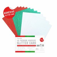 Festive Christmas adhesive glitter sheets - Självhäftande glitterark med julfärger från Dovecraft A5