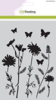 Field flowers stencil - Schablon med ängsblommor från Craft Emotions A5