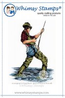 Fisherman rubber cling stamp - Stämpel med en fiskande man från Whimsy Stamps