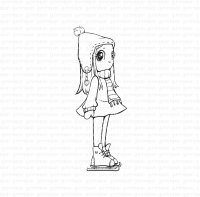 Flicka med skridskor stämpel från Gummiapan 3,1x8,5 cm
