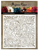 Flourish square swirl stencil - Schablon med snirkligt mönster från Paper Rose Studio 15x15 cm