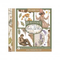 FLOWERS AND POEMS RUB-ON assortment - Gnuggisar från Stamperia 15x15 cm