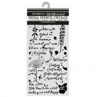FLOWERS AND POEMS mixed leaves stencil - Schablon med blad från Stamperia 12x25 cm
